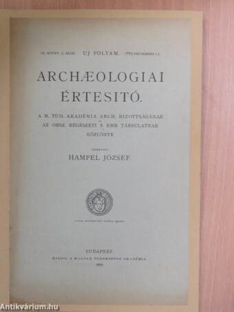 Archaeologiai Értesitő 1889. deczember 15.