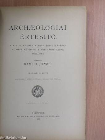 Archaeologiai Értesitő 1889. deczember 15.