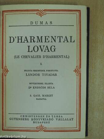 D'Harmental lovag I-III./Olifus apó házasságai