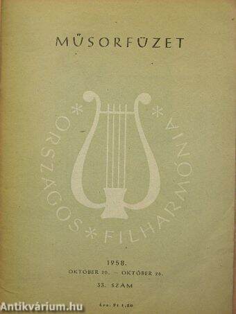 Országos Filharmónia Műsorfüzet 1958/33.