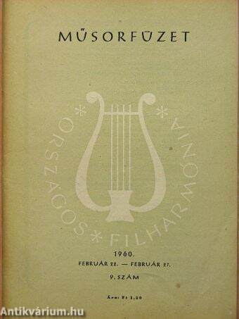 Országos Filharmónia Műsorfüzet 1960/9.