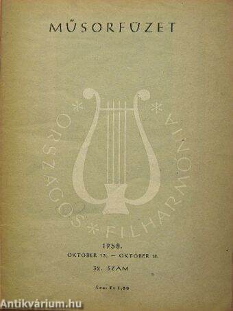 Országos Filharmónia Műsorfüzet 1958/32.