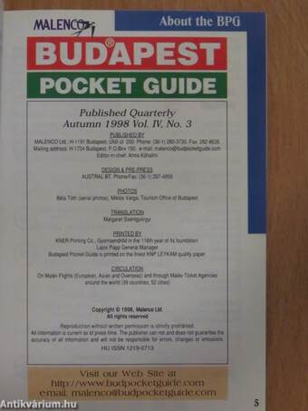 Budapest Pocket Guide Autumn 1998