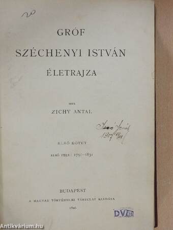 Gróf Széchenyi István életrajza I/1-2.