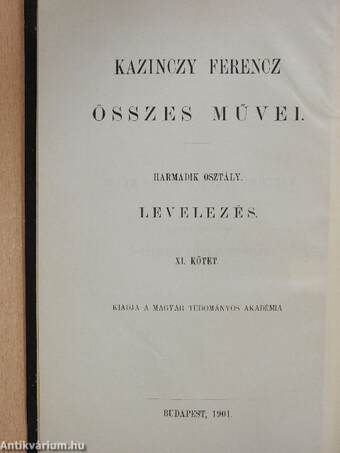 Kazinczy Ferencz levelezése XI.