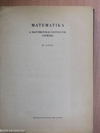 Matematika III.