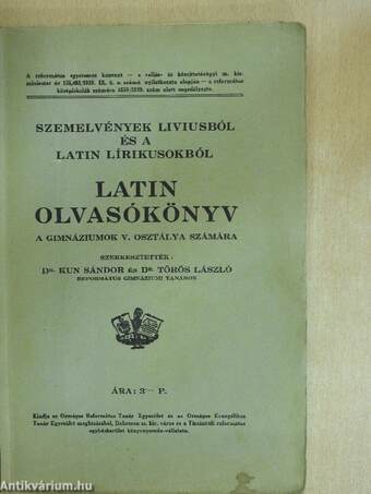 Szemelvények Liviusból és a latin lírikusokból