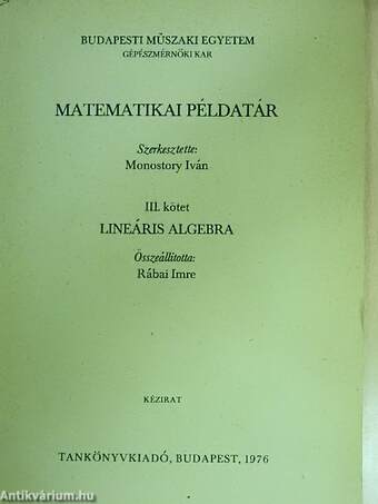 Matematika példatár III.