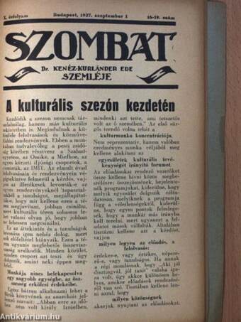 Szombat 1937. szeptember 1.