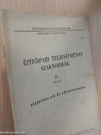 Építőipari teljesítményi szaknormák 10.