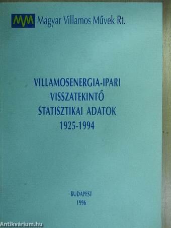 Villamosenergia-ipari visszatekintő statisztikai adatok 1925-1994