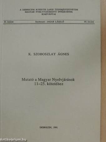 Mutató a Magyar Nyelvjárások 11-25. kötetéhez