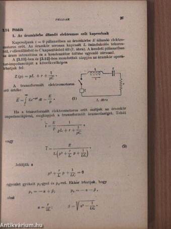 Operátorszámítás és annak alkalmazásai az elektrotechnikában fellépő nemstacionárius jelenségek tárgyalására