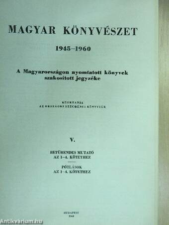 Magyar könyvészet 1945-1960 V.