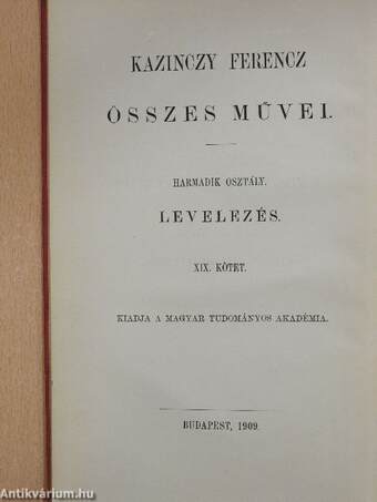 Kazinczy Ferencz levelezése XIX.