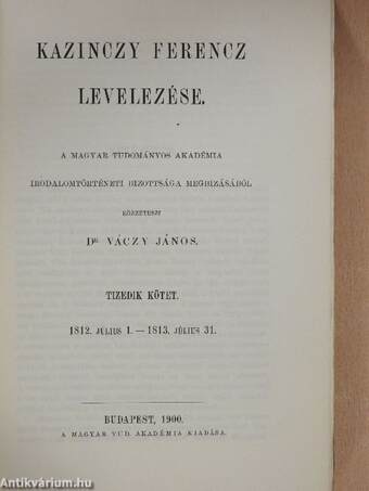 Kazinczy Ferencz levelezése X.