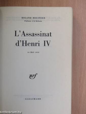 L'Assassinat d'Henri IV