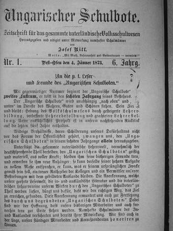 Ungarischer Schulbote 1873. (nem teljes évfolyam)(gótbetűs)(Mandl Bernát könyvtárából)