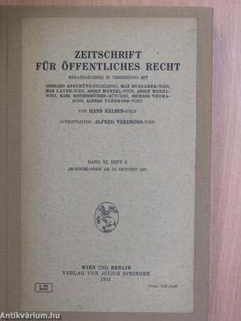 Zeitschrift für Öffentliches Recht 1931/3.