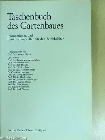 Taschenbuch des Gartenbaues