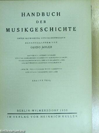 Handbuch der Musikgeschichte I-II.