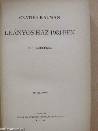 Leányos ház 1931-ben