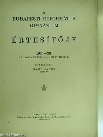 A Budapesti Református Gimnázium értesítője 1935-36.