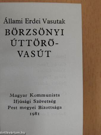 Börzsönyi úttörővasút (minikönyv)