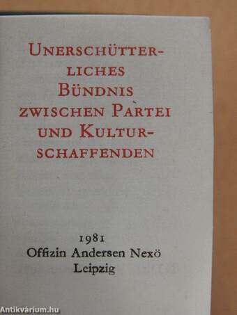 Unerschütterliches Bündnis zwischen Partei und Kulturschaffenden (minikönyv)