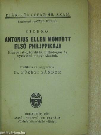 Cicero: Antonius ellen mondott első philippikája I. (töredék)