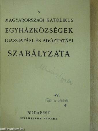 A magyarországi katolikus egyházközségek igazgatási és adóztatási szabályzata