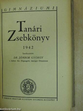 Gimnáziumi tanári zsebkönyv 1942