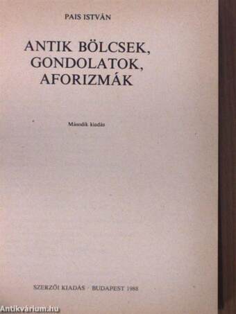 Antik bölcsek, gondolatok, aforizmák