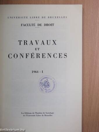 Travaux et Conférences 1964/I.