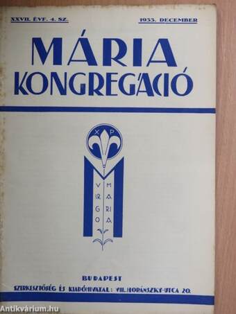Mária Kongregáció 1933. december