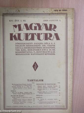 Magyar Kultúra 1929. január 5.