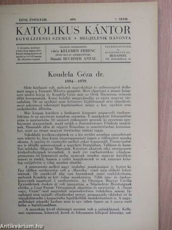 Katolikus kántor 1939. július 