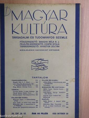 Magyar Kultúra 1933. október 20.