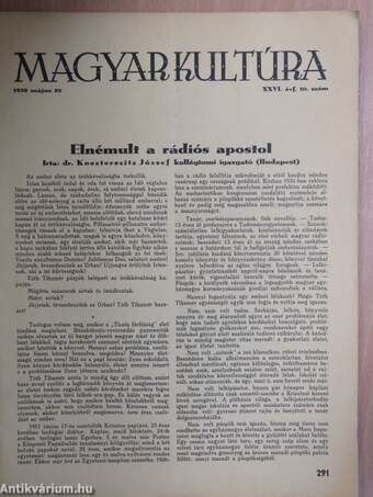 Magyar Kultúra 1939. május 20.