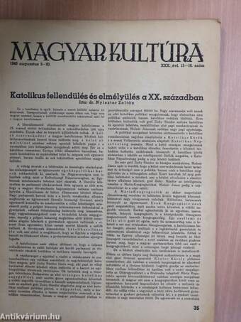 Magyar Kultúra 1943. augusztus 5-20.