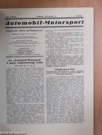 Automobil-Motorsport 1929. április 10.