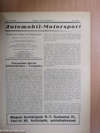 Automobil-Motorsport 1929. szeptember 15.