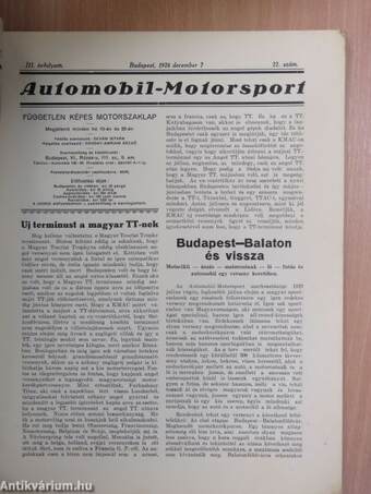 Automobil-Motorsport 1928. december 7.