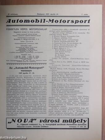 Automobil-Motorsport 1927. április 10.