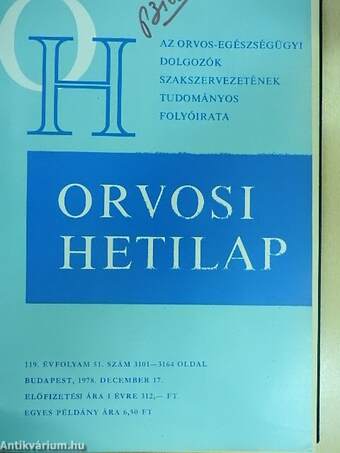 Orvosi Hetilap 1977-1978./Gyógyszerészet 1978./Egészségnevelés/Alkohológia (vegyes számok) (12db)