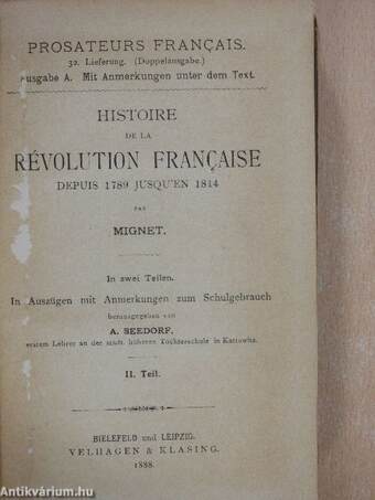 Histoire de la révolution francaise depuis 1789 jusqu'en 1814. II. (töredék)