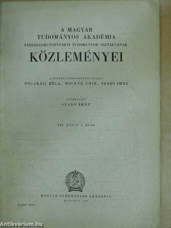 A Magyar Tudományos Akadémia Társadalmi-Történeti Tudományok Osztályának Közleményei 1956.