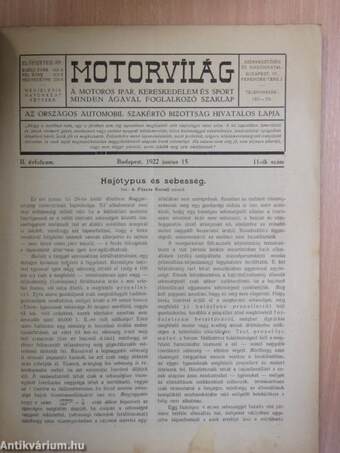 Motorvilág 1922. junius 15.