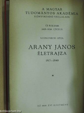 Arany János életrajza I-III.