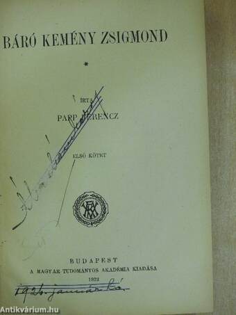 Báró Kemény Zsigmond I-II.